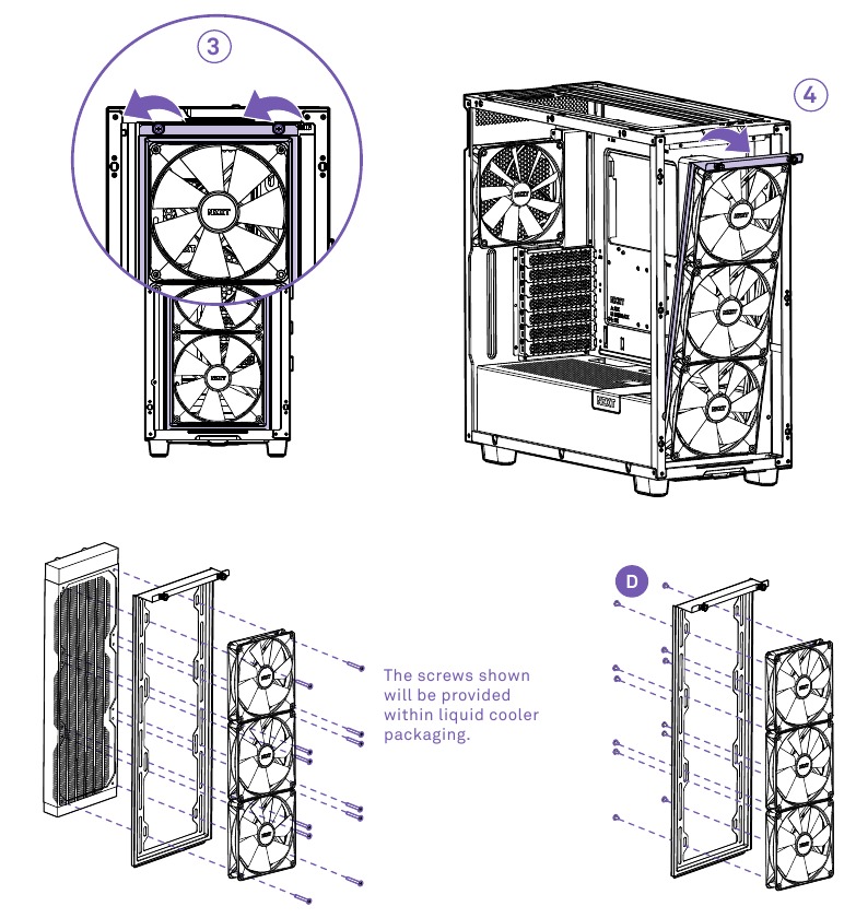 NZXT - H7 ELITE - VENTILATOR- & RADIATORINSTALLATIE - STAP 2 VENTILATOR- & RADIATORINSTALLATIE - STAP 2