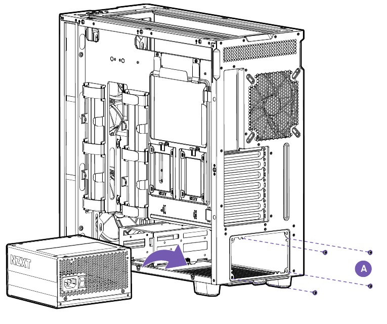NZXT - H7 FLOW RGB - VOEDING INSTALLEREN VOEDING INSTALLEREN