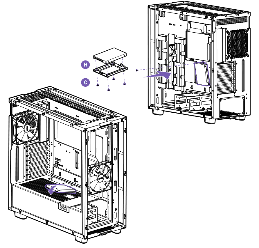 NZXT - H7 FLOW RGB - SSD-STATION INSTALLEREN SSD-STATION INSTALLEREN