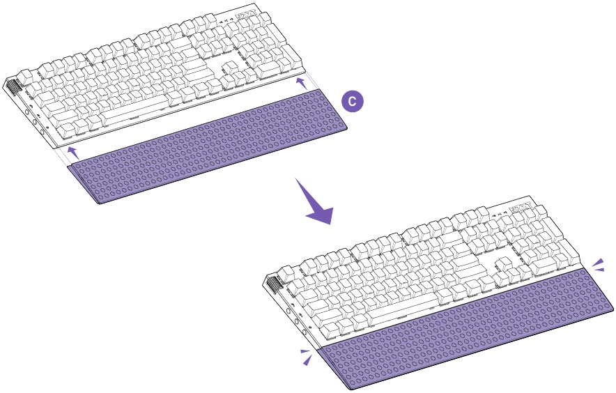 NZXT - Function 2 - Instellen - Stap 2 - Bevestig de polssteun Instellen - Stap 2 - Bevestig de polssteun