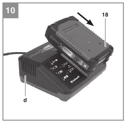 Einhell - TE-VC 18/10 Li - Solo - De accu opladen De accu opladen
