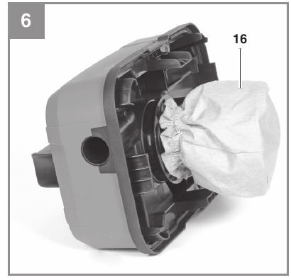 Einhell - TE-VC 18/10 Li - Solo - Het extra filter plaatsen Het extra filter plaatsen