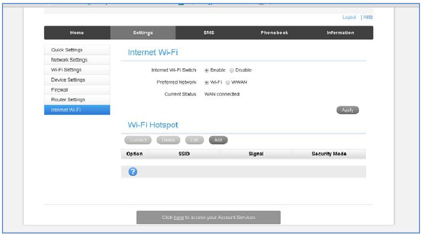 ZTE - TELSTRA 4GX WI-FI PLUS - INSTELLINGEN > INTERNET WI-FI INSTELLINGEN > INTERNET WI-FI