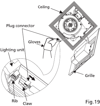 Panasonic - FV-08-11VFL5 - Vervanging van de lamp - Stap 1 - Verwijder het rooster Vervanging van de lamp - Stap 1 - Verwijder het rooster