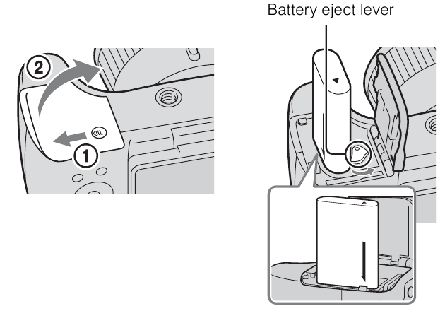 Sony - Cyber-shot DSC-HX300 - De batterij plaatsen De batterij plaatsen