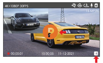 Vantrue - OnDash X4S - Bewegingsdetectie geactiveerd Bewegingsdetectie geactiveerd
