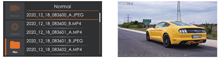 Vantrue - OnDash X4S - Bekijken op de dashcam Bekijken op de dashcam