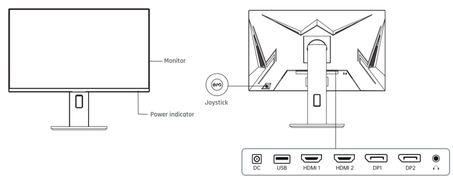 KTC - H27P22S - Toetsen en interfaces Toetsen en interfaces