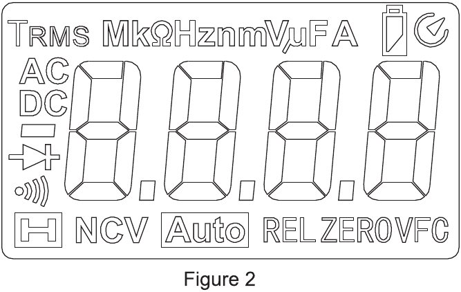 UNI-T - UT210E - LCD-weergave in volledig beeld LCD-weergave in volledig beeld
