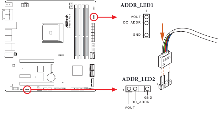 ASROCK - B550M Pro4 - De adresseerbare RGB-ledstrip aansluiten De adresseerbare RGB-ledstrip aansluiten
