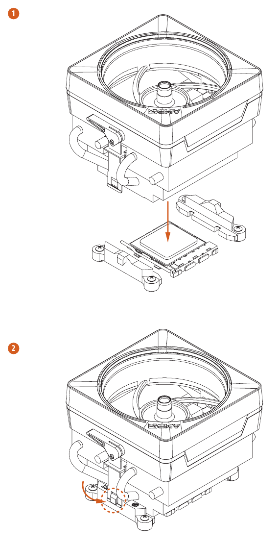 ASROCK - B550M Pro4 - De CPU-ventilator en koellichaam installeren - Stap 6 De CPU-ventilator en koellichaam installeren - Stap 6