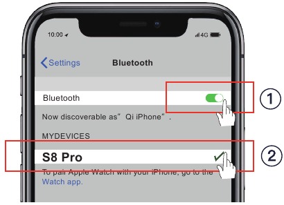kurdene - S8 Pro - Eerste keer gebruiken - Stap 3 - Bluetooth inschakelen Eerste keer gebruiken - Stap 3 - Bluetooth inschakelen