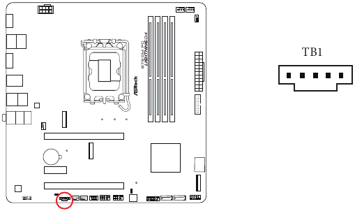 ASROCK - PHANTOM GAMING B760M PG LIGHTNING/D4 - Overzicht van on-board headers en aansluitingen - Deel 13 Overzicht van on-board headers en aansluitingen - Deel 13
