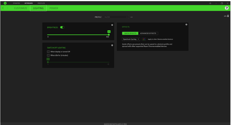RAZER - DEATHSTALKER V2 PRO - TOETSENBORD - Verlichting TOETSENBORD - Verlichting