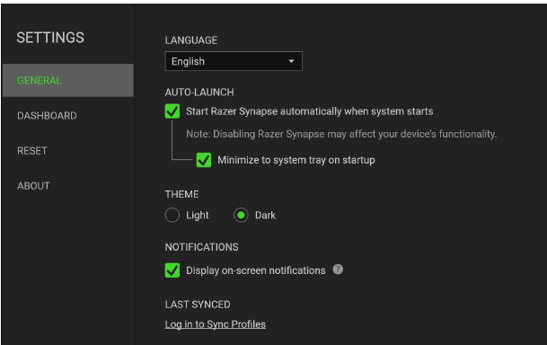 RAZER - DEATHSTALKER V2 PRO - VENSTER INSTELLINGEN VENSTER INSTELLINGEN