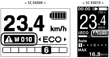 Shimano - Steps E6000 Series - Foutmeldingen op de fietscomputer - WAARSCHUWING Foutmeldingen op de fietscomputer - WAARSCHUWING
