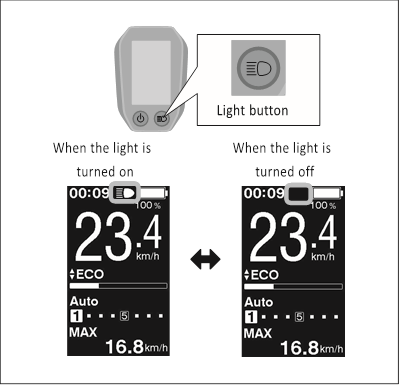 Shimano - Steps E6000 Series - Het batterijlampje AAN of UIT zetten - <SC-E6010> Het batterijlampje AAN of UIT zetten - <SC-E6010>
