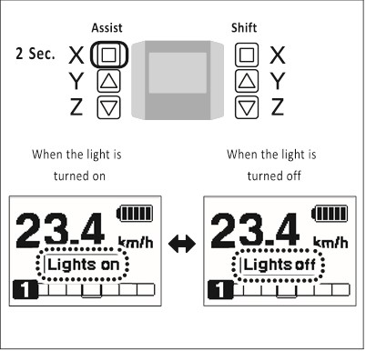 Shimano - Steps E6000 Series - Het batterijlampje AAN of UIT zetten - <SС-E6000> Het batterijlampje AAN of UIT zetten - <SС-E6000>