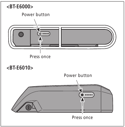 Shimano - Steps E6000 Series - De stroom AAN / UIT zetten - < BT-E6000/BT-E6010 > De stroom AAN / UIT zetten - < BT-E6000/BT-E6010 >