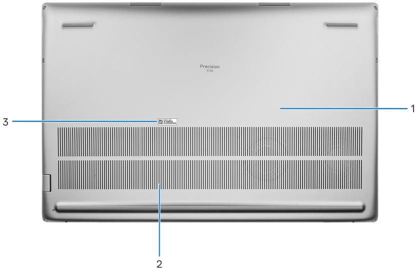 Dell - Precision 7770 - Aanzichten van het product - onderaanzicht Aanzichten van het product - onderaanzicht