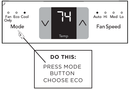 Frigidaire - FFRE123WAE - ECO-MODUS (ENERGIEBESPARING) - Stap 1 ECO-MODUS (ENERGIEBESPARING) - Stap 1