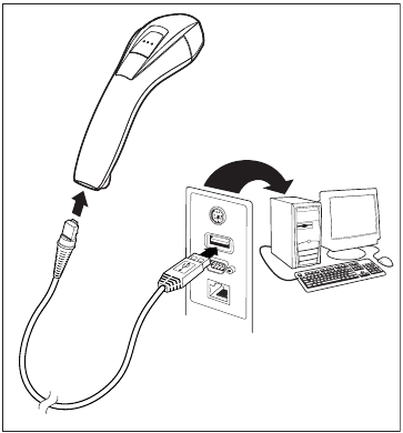 Honeywell - Voyager 1200g - Het apparaat aansluiten - USB-aansluiting Het apparaat aansluiten - USB-aansluiting