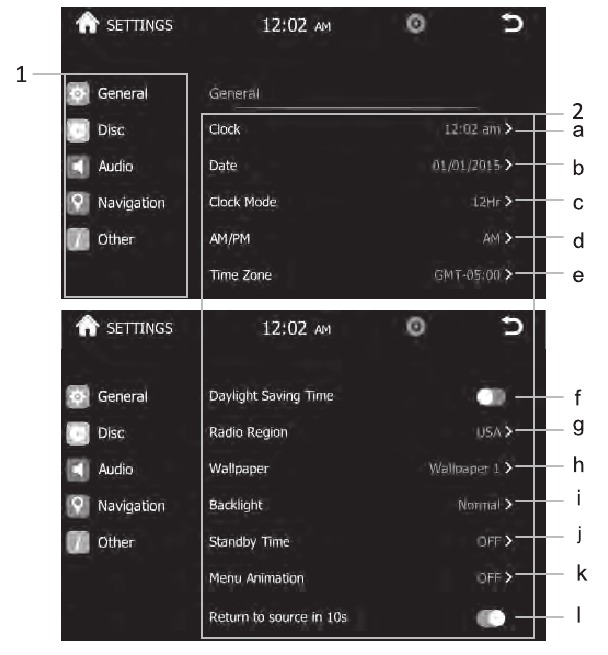 Boss Audio Systems - BV9384NV - ALGEMENE INSTELLINGEN - Menu 1 ALGEMENE INSTELLINGEN - Menu 1