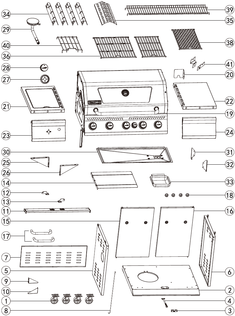 Royal Gourmet - GA5403B - Onderdelenschema Onderdelenschema