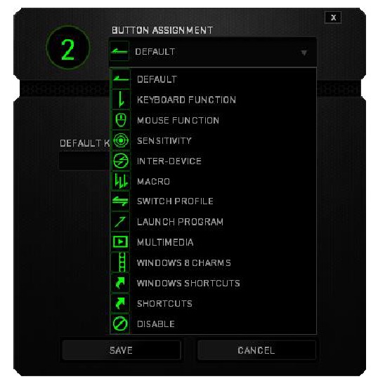 RAZER - LANCEHEAD - MENU KNOPTOEWIJZING MENU KNOPTOEWIJZING