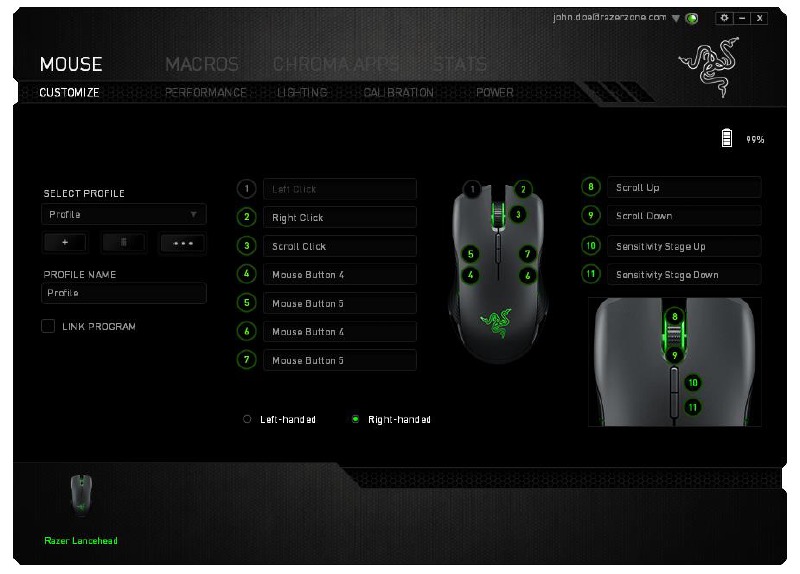 RAZER - LANCEHEAD - TABBLAD AANPASSEN TABBLAD AANPASSEN