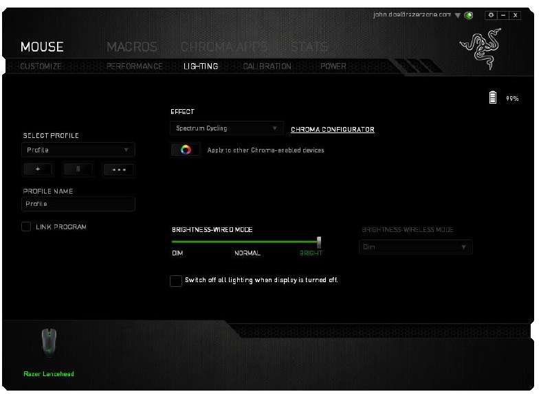 RAZER - LANCEHEAD - TABBLAD VERLICHTING TABBLAD VERLICHTING