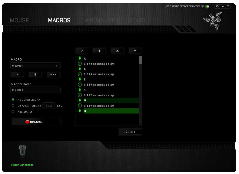 RAZER - LANCEHEAD - TABBLAD MACRO'S - Stap 3 TABBLAD MACRO'S - Stap 3