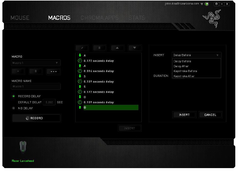 RAZER - LANCEHEAD - TABBLAD MACRO'S - Stap 4 TABBLAD MACRO'S - Stap 4