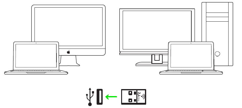 RAZER - LANCEHEAD - DE USB-DONGLE GEBRUIKEN - Stap 1 DE USB-DONGLE GEBRUIKEN - Stap 1
