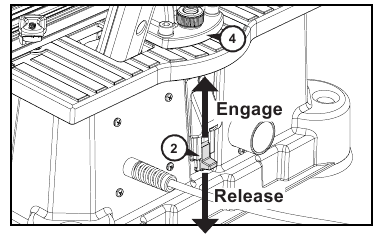 Kreg - FOREMAN DB210-EUR - De bedieningsarm ontgrendelen De bedieningsarm ontgrendelen