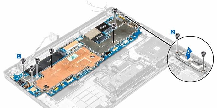 Dell - Latitude 7370 - De systeemkaart verwijderen - Stap 2 De systeemkaart verwijderen - Stap 2