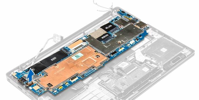 Dell - Latitude 7370 - De systeemkaart verwijderen - Stap 3 De systeemkaart verwijderen - Stap 3