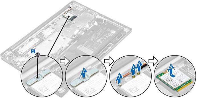 Dell - Latitude 7370 - De WLAN-kaart verwijderen - Stap 2 De WLAN-kaart verwijderen - Stap 2