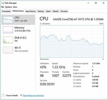 Dell - Latitude 7370 - Het processorgebruik controleren in Taakbeheer Het processorgebruik controleren in Taakbeheer