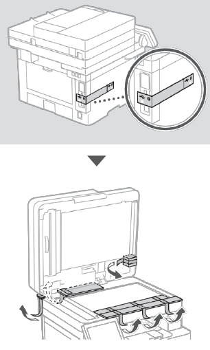 Canon - imageCLASS MF455dw - Het verpakkingsmateriaal verwijderen - Stap 2 Het verpakkingsmateriaal verwijderen - Stap 2