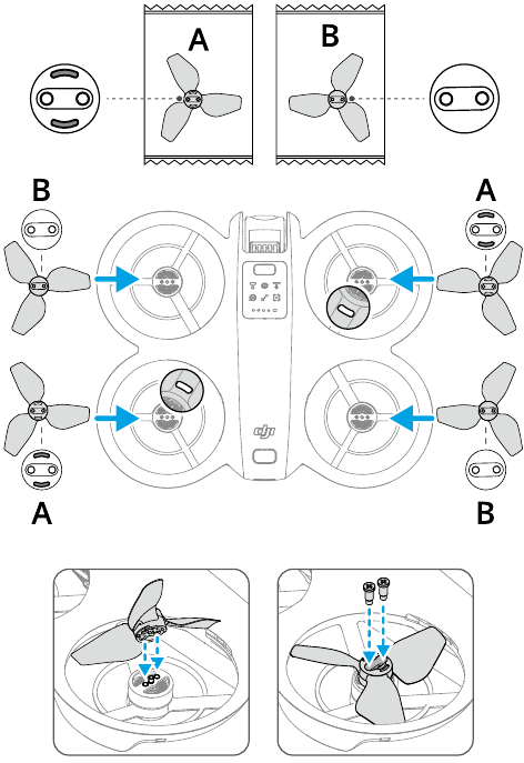 dji - NEO - Verwijderen en installeren - Propellers - Stap 2 Verwijderen en installeren - Propellers - Stap 2