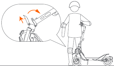 Segway - eKickScooter - Opvouwen - Stap 1 - Til de karabijnhaak op Opvouwen - Stap 1 - Til de karabijnhaak op