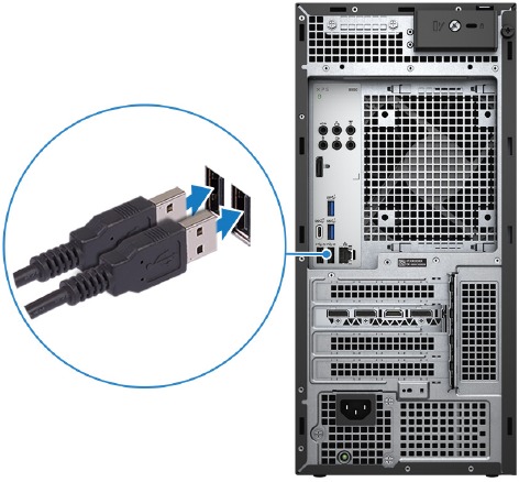 Dell - XPS 8950 - Instellen - Stap 1 - Het toetsenbord aansluiten Instellen - Stap 1 - Het toetsenbord aansluiten