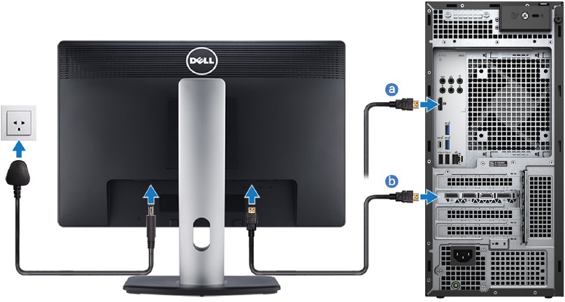 Dell - XPS 8950 - Instellen - Stap 3 - Het beeldscherm aansluiten Instellen - Stap 3 - Het beeldscherm aansluiten