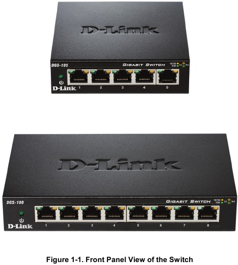 D-Link - DGS-105 - Componenten op het voorpaneel Componenten op het voorpaneel