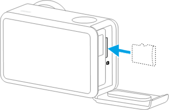 dji - Osmo Action 5 Pro - Voor het eerst gebruiken - De microSD-kaart plaatsen Voor het eerst gebruiken - De microSD-kaart plaatsen