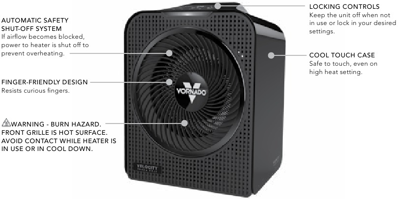 Vornado - Velocity 5 - VEILIGHEIDSFUNCTIES VEILIGHEIDSFUNCTIES