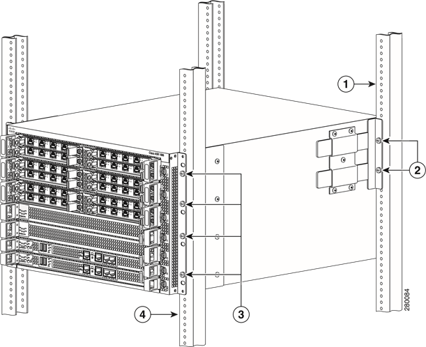 Cisco - ASR 1006 - De router installeren in een vierpunts rack De router installeren in een vierpunts rack