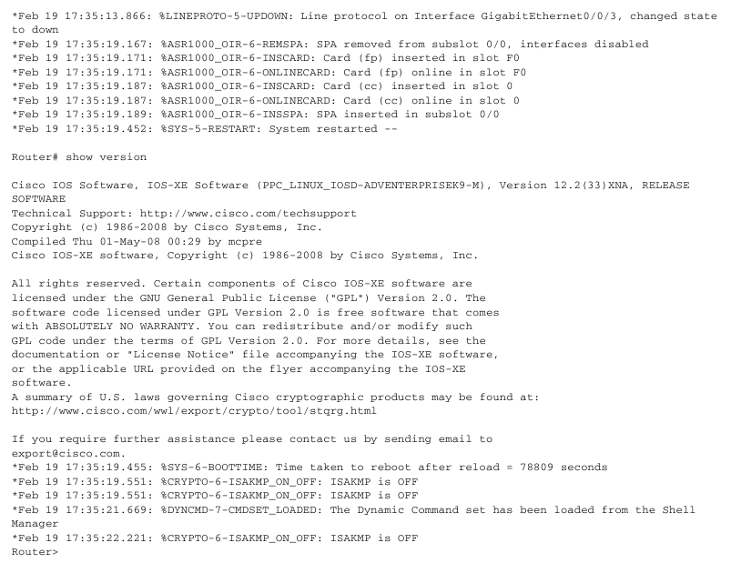 Cisco - ASR 1006 - Het systeem starten - Deel 3 Het systeem starten - Deel 3
