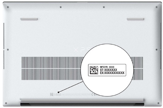 Dell - XPS 17 9720 - Aanzichten - Servicetag Aanzichten - Servicetag